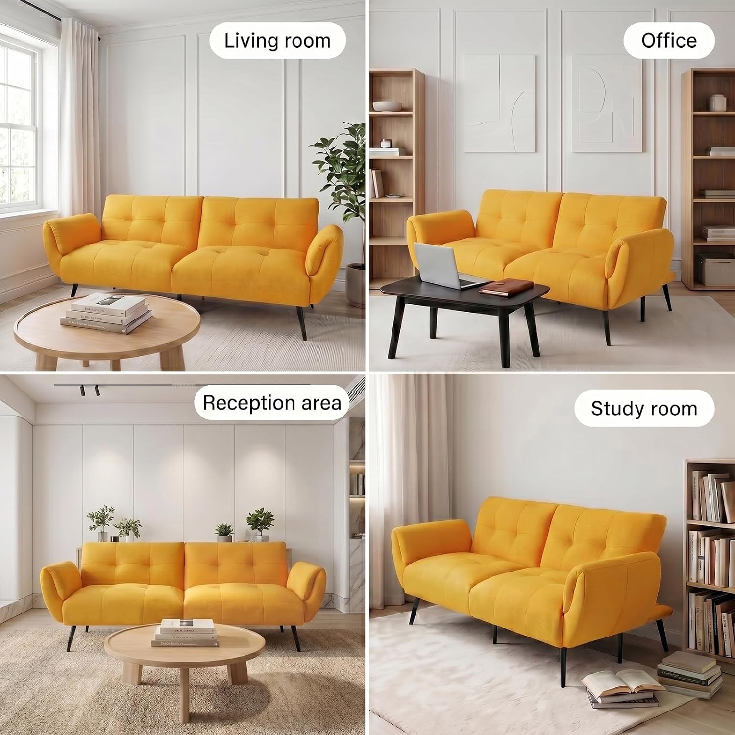 Canapé-lit convertible JIEXI – 3 places – Tissu gris – Dossier 3 positions – 170 cm