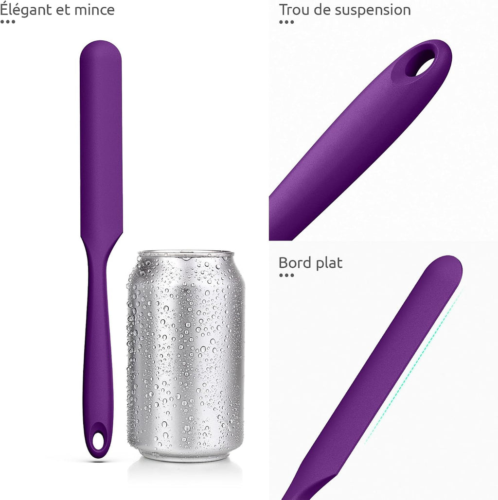 Spatule Silicone U-Taste – Embout Cuillère, Cœur Acier Inox, Résistante 315°C, 24,5 cm, Noir