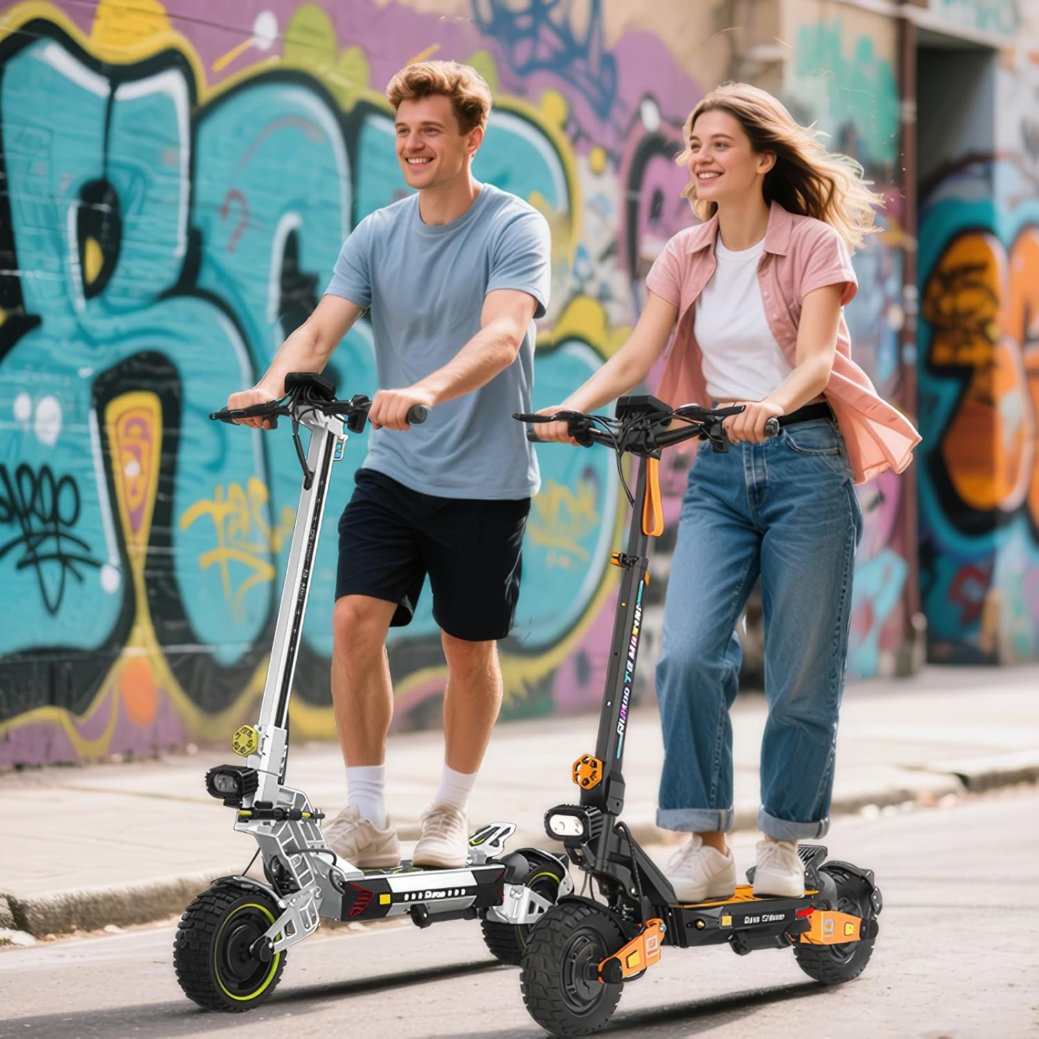 Elektrische step, RT6/T2 Max/ M5 Pro/T2 Master/T3 Max, motor 800 W/1000 W/1200 W/2400 W/3000 W, bereik 55/65/75/85 km, all-terrain banden, 3 snelheidsmodi, intelligent display