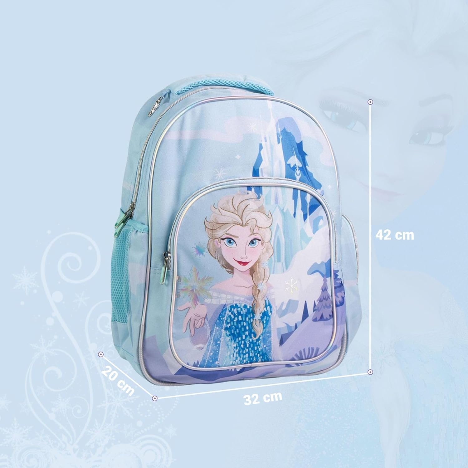 Originele Disney Frozen Elsa, Anna en Olaf rugzak met design en winterfiguren, grote Frozen rugzak voor kleuterschool, basisschool en meisjes, licht en duurzaam