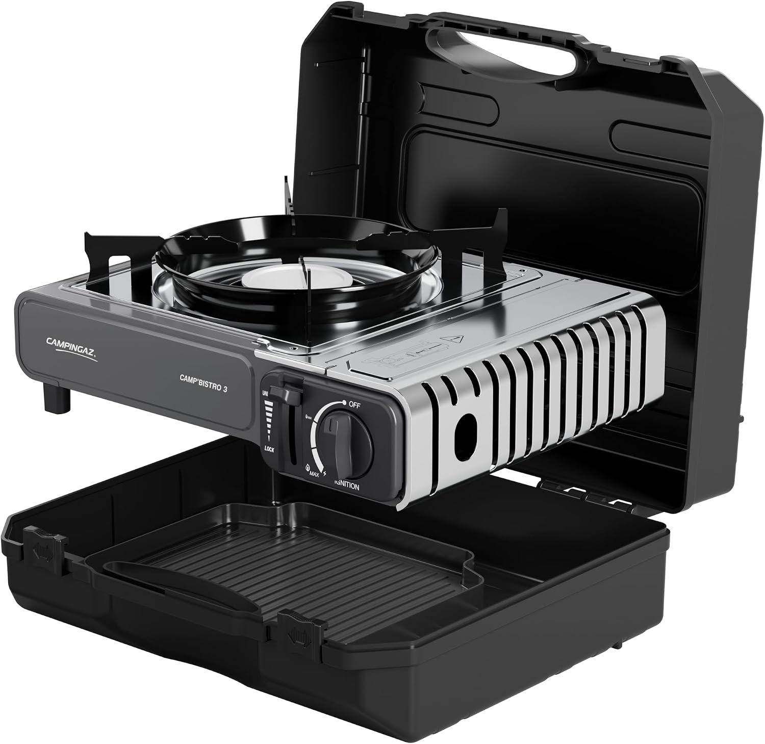 Campingaz Camp Bistro 3 Combo kooktoestel & grill | 1-pits campingkooktoestel | 2.200 watt | compact draagbaar buitenfornuis | inclusief draagtas voor eenvoudig transport | zwart