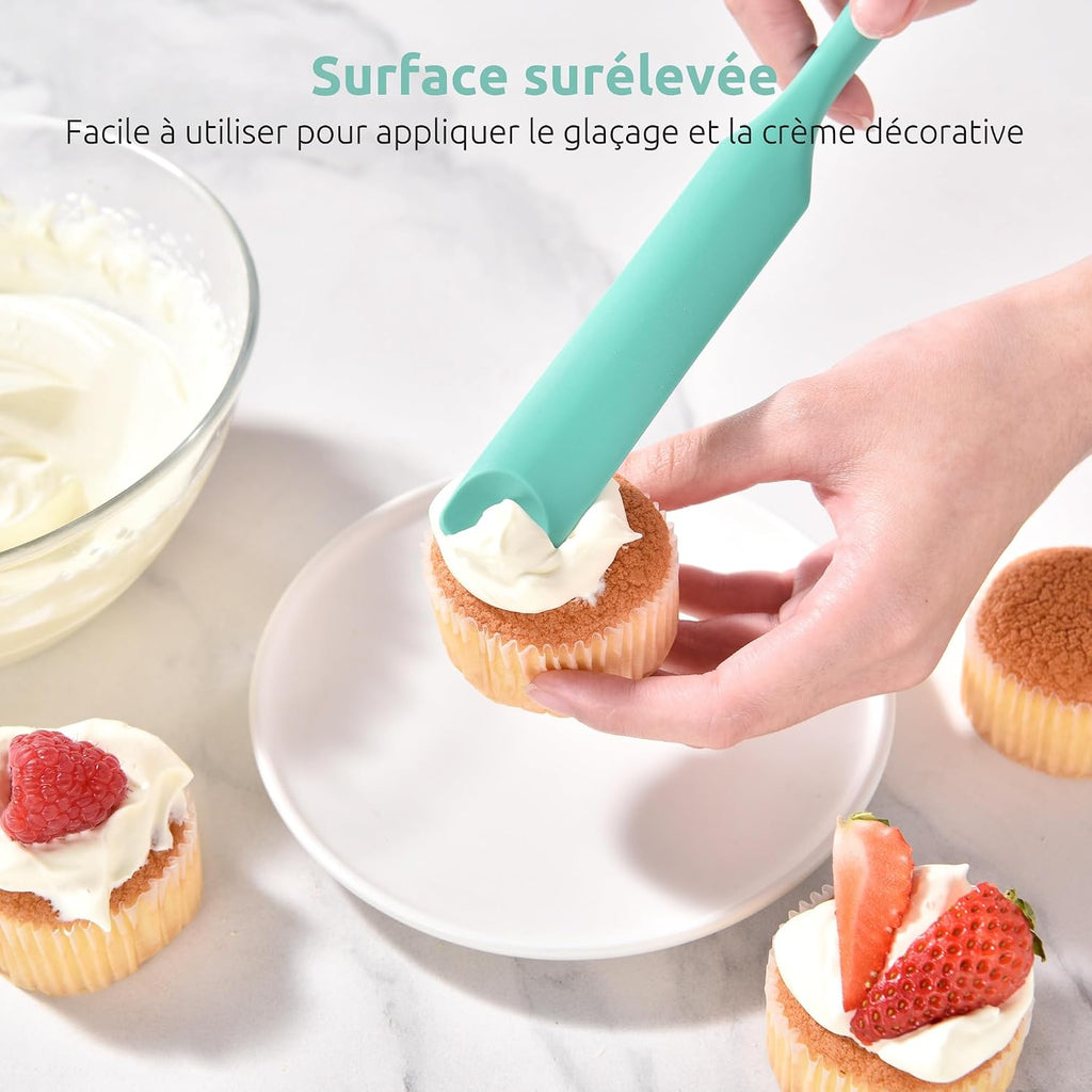 Spatule Silicone U-Taste – Embout Cuillère, Cœur Acier Inox, Résistante 315°C, 24,5 cm, Noir