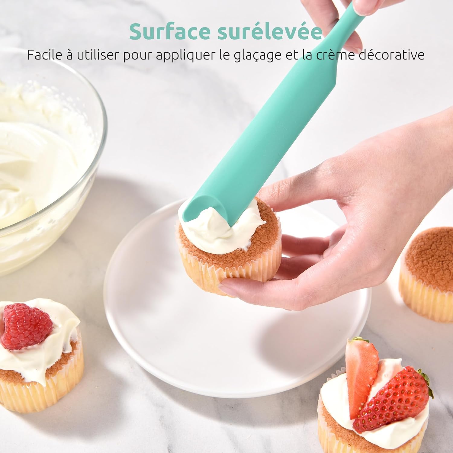 Spatule Silicone U-Taste – Embout Cuillère, Cœur Acier Inox, Résistante 315°C, 24,5 cm, Noir