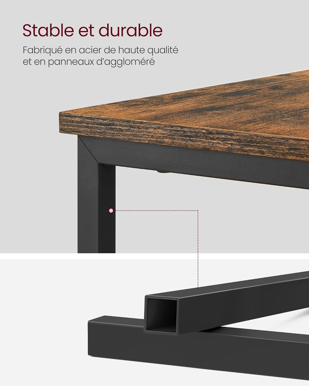 Table de Chevet VASAGLE avec Multiprise – 2 Tiroirs, USB, Style Vintage, 35 x 61 cm