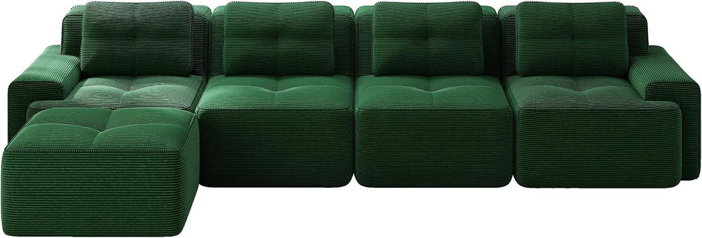 Canapé Modulable Cloud en Velours Côtelé – Assise Profonde, Convertible, Sans Montage