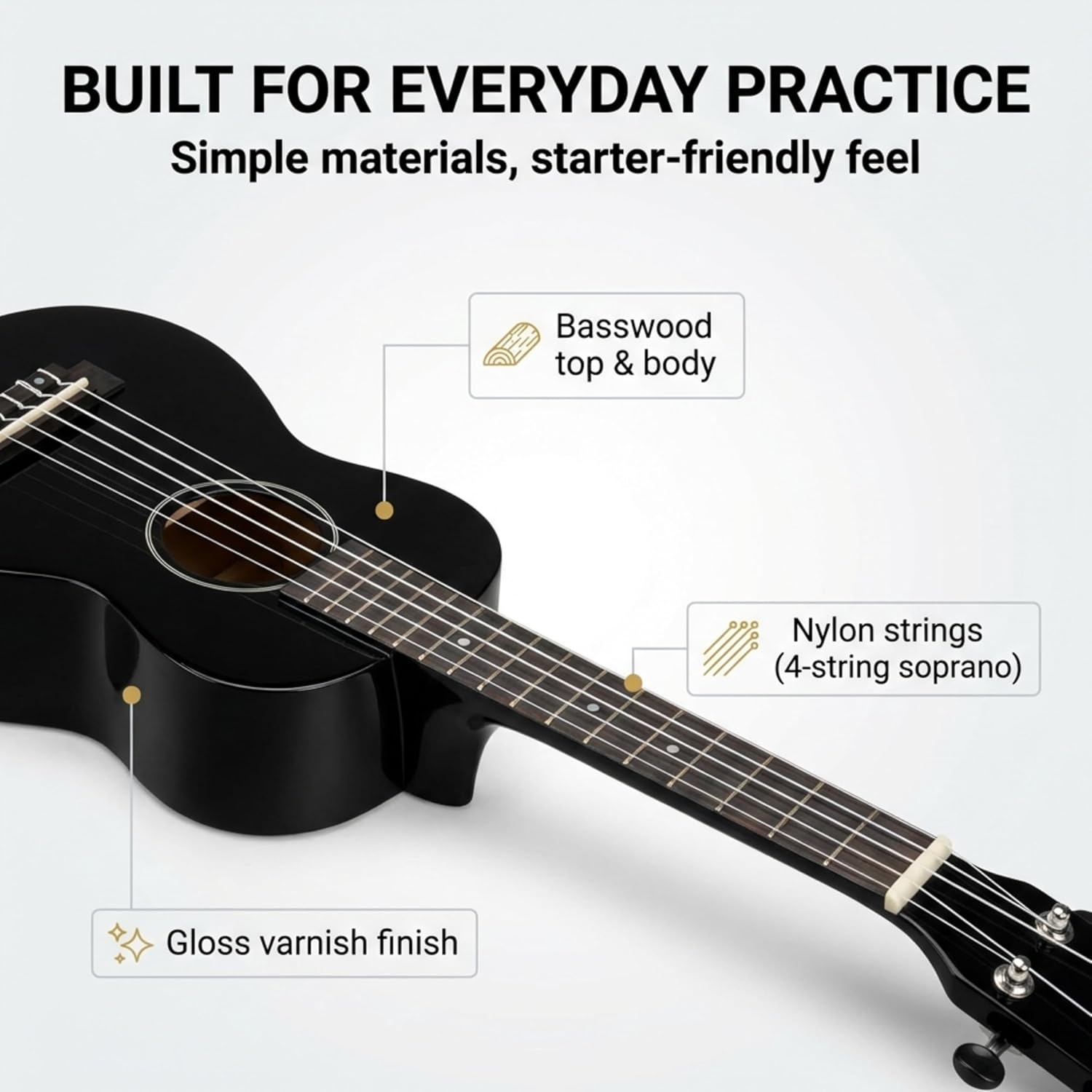 Martin Smith UK-212-PNK-A Ukelele Met Ukelele Tas Roze Design