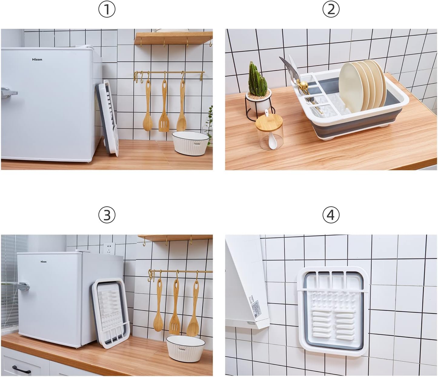 THANSTAR Opvouwbaar afdruiprek, draagbare organizer voor keuken, caravan, camping, aanhanger, ruimtebesparend, keukenopbergbak