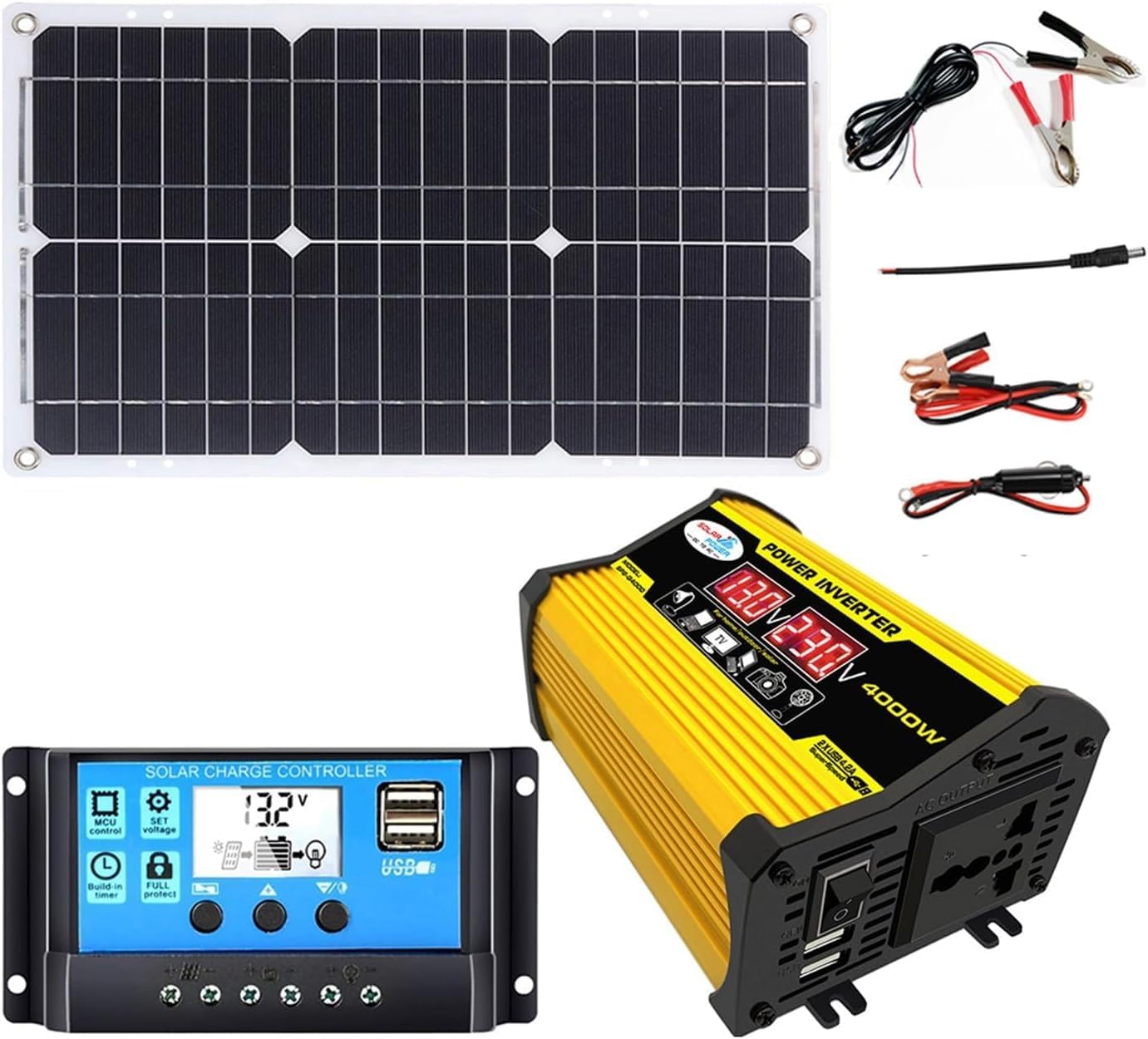 4000 W zonnepaneel set met accu en omvormer - compleet off-grid voedingssysteem voor huis, camper, boot, boerderij en tuinhuis | Uitbreidbaar ontwerp, configuratie