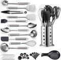 Set d'Ustensiles de Cuisine 39 Pièces ReaNea – Acier Inox, Porte-ustensiles Inclus, Lave-vaisselle