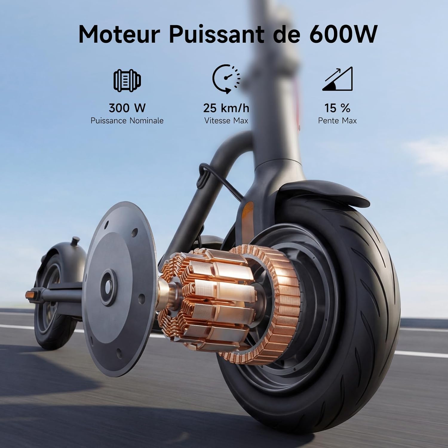 NAVEE V25 Elektrische step voor volwassenen, krachtige motor 600 W, max. bereik 25 km, banden 10 inch, E-ABS rem voor + trommel achter, TCS antislip, TÜV-certificering, Apple Find My, intelligent