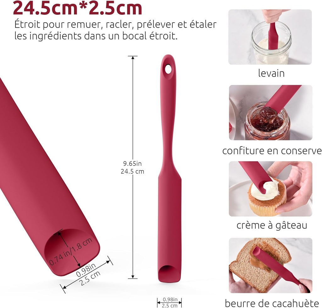 Spatule Silicone U-Taste – Embout Cuillère, Cœur Acier Inox, Résistante 315°C, 24,5 cm, Noir