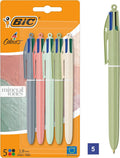 BIC 4 Mineral Colours – Ballpoint Pens Medium Tip (1 mm) – Assorted Body Colours, Pack of 5
