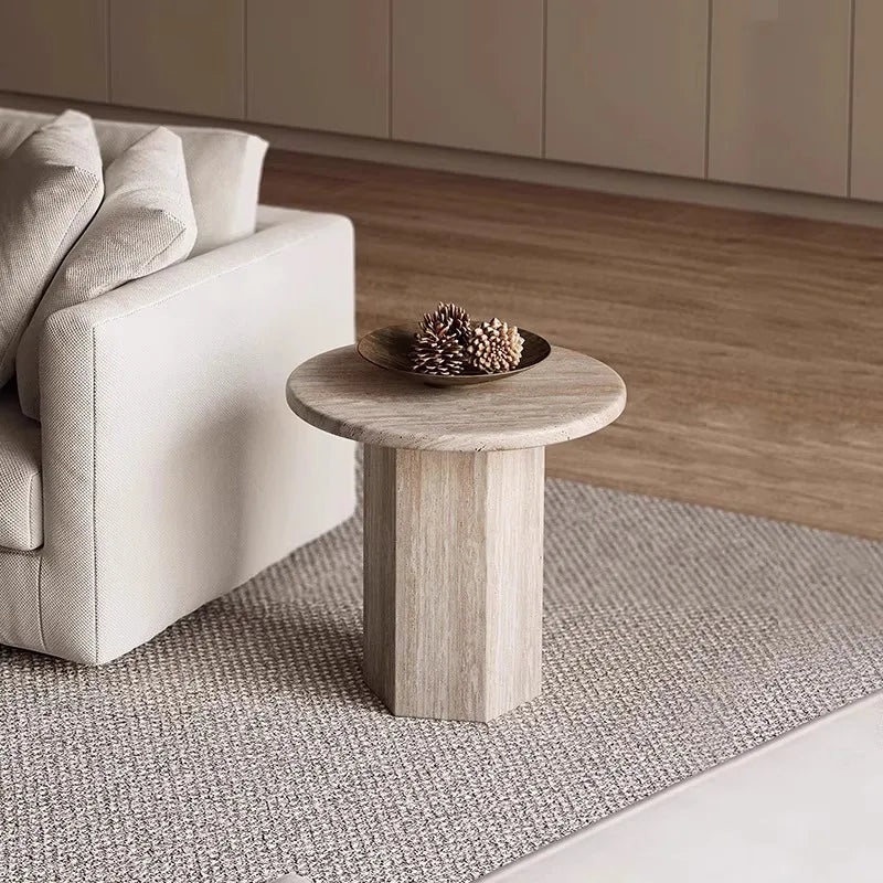 Modern Travertine Marble Coffee Table Natural Stone for Living Room Home Furniture Decor