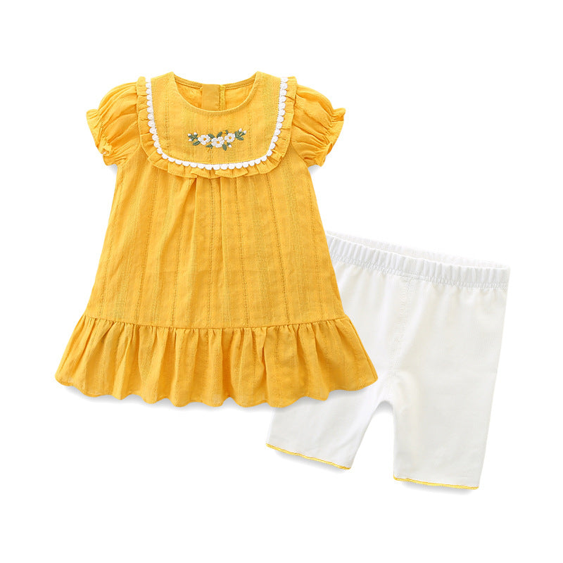 Baby Summer  Outfit for Toddlers Five-Piece Pants Two-Piece Set, Lightweight Dress Set