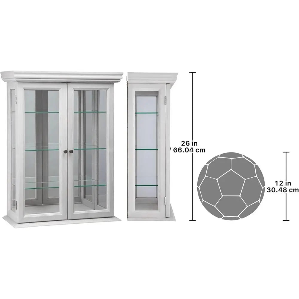 20 Wide 7 Deep 26 High Lily White Wall Curio Cabinet for Display and Storage
