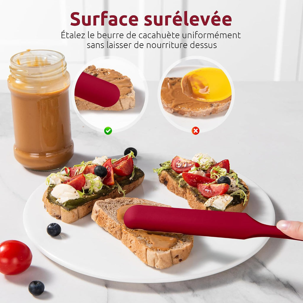 Spatule Silicone U-Taste – Embout Cuillère, Cœur Acier Inox, Résistante 315°C, 24,5 cm, Noir