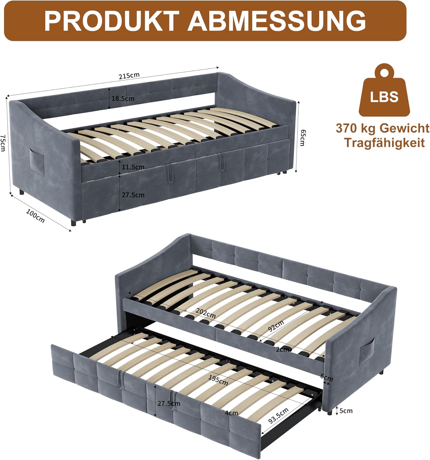Canapé-Lit Convertible LKPOMI 2 Places — Velours Beige, Lit 180x200 cm