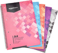 Amazon Basics Spiraalbinding, A4, 70 vellen, 140 vellen, 90 g/m², diverse kleuren, 5 stuks