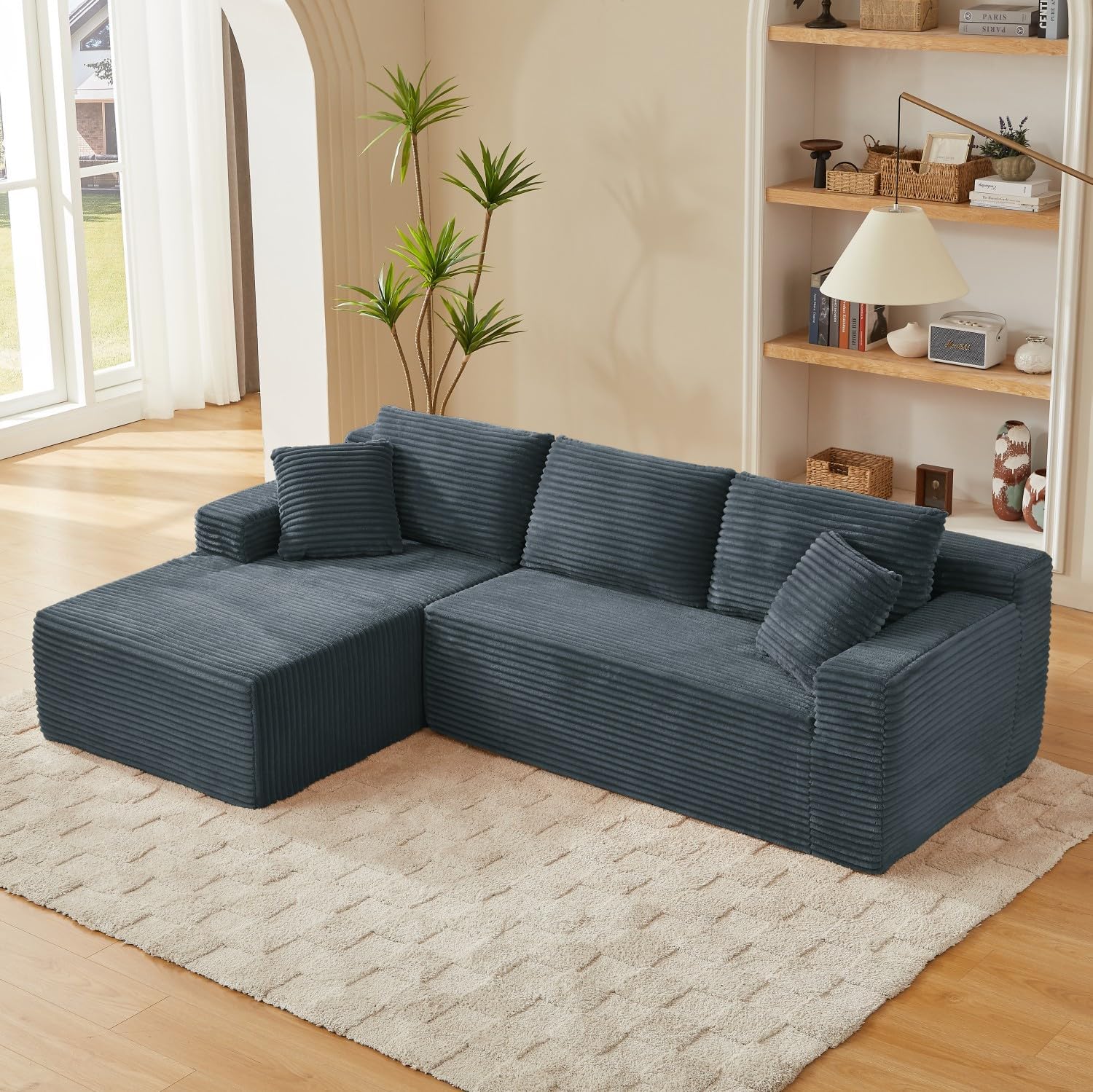Canapé d'Angle Modulable 3 Places – Mémoire de Forme, Housse Lavable, Sans Montage | Blanc