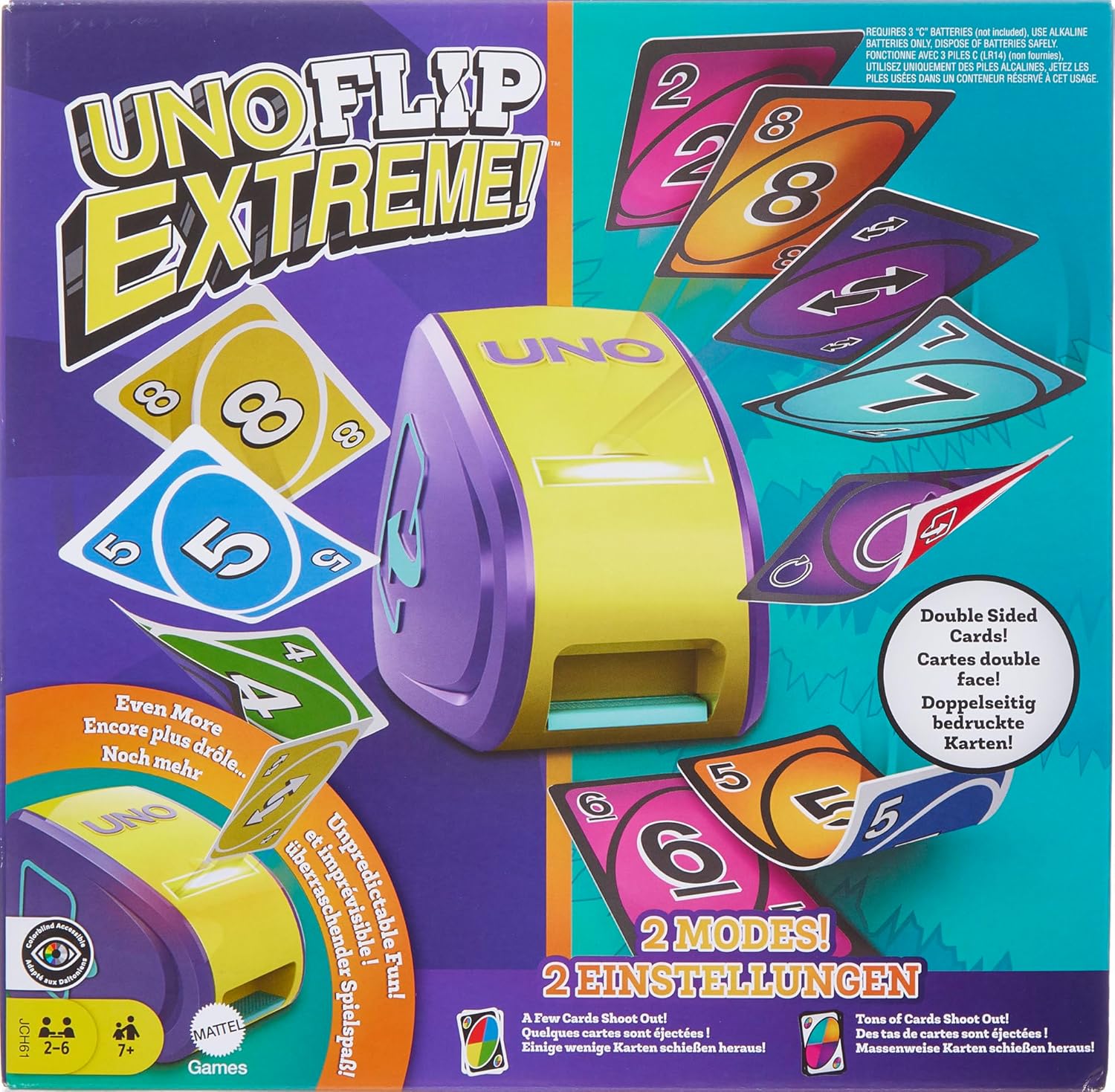 Mattel Games UNO Flip Extreme kaartspel voor kinderen, volwassenen en gezinnen, combineert UNO Flip en UNO Extreme in één spel, JCH61