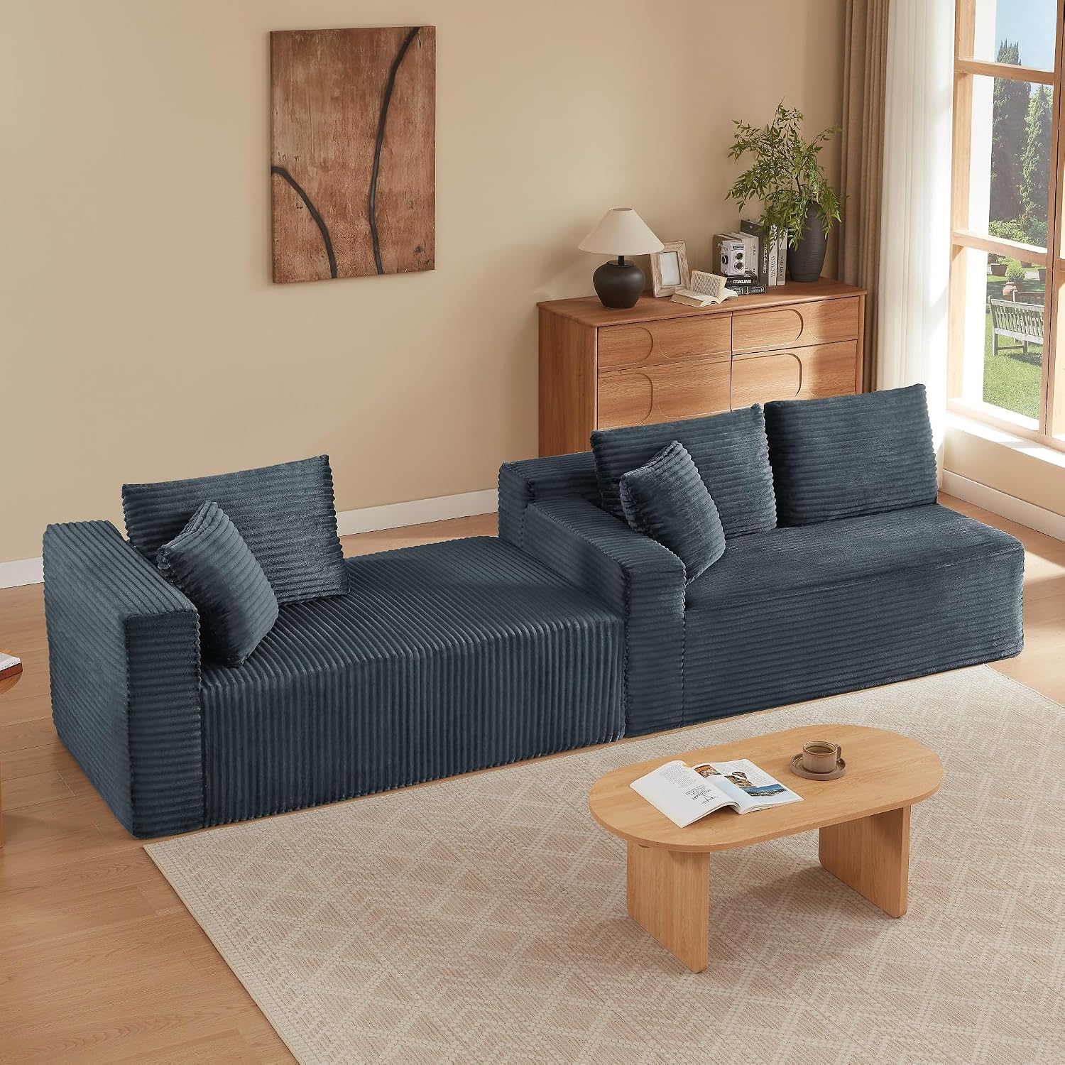 Canapé d'Angle Modulable 3 Places – Mémoire de Forme, Housse Lavable, Sans Montage | Blanc