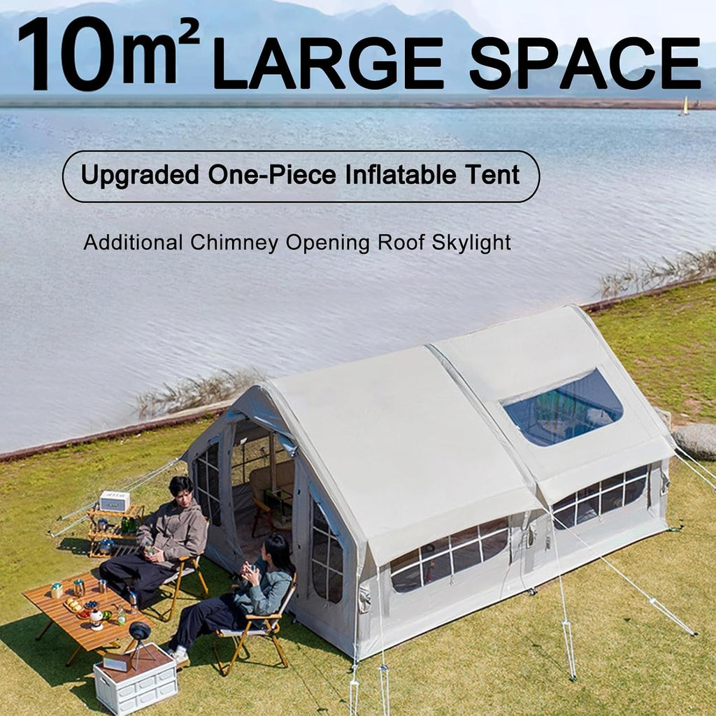 Tente de camping gonflable avec pompe – Design multi-pièces pour toutes les saisons en famille en plein air