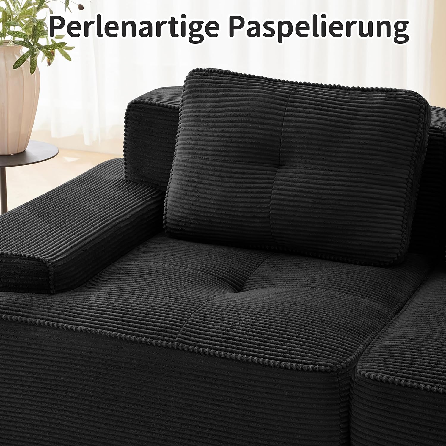 Canapé Modulable Cloud en Velours Côtelé – Assise Profonde, Convertible, Sans Montage