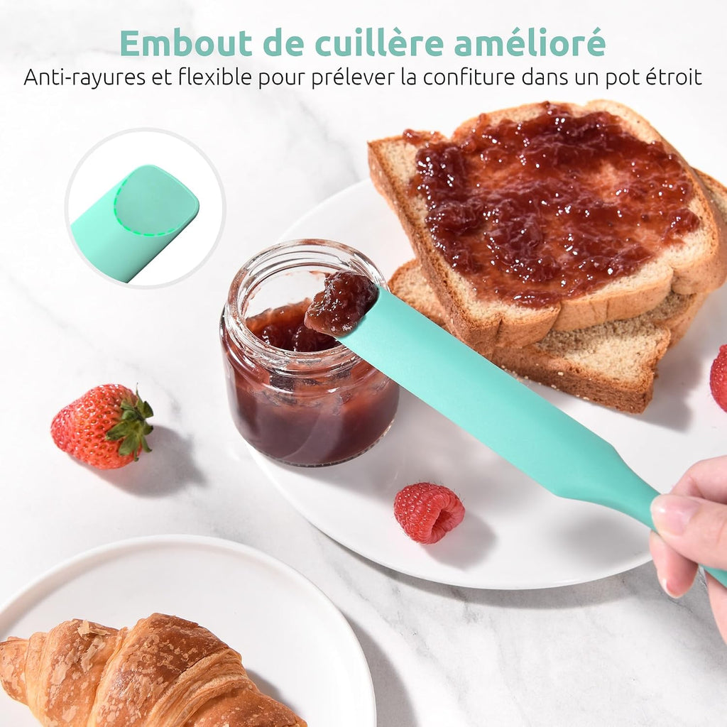 Spatule Silicone U-Taste – Embout Cuillère, Cœur Acier Inox, Résistante 315°C, 24,5 cm, Noir