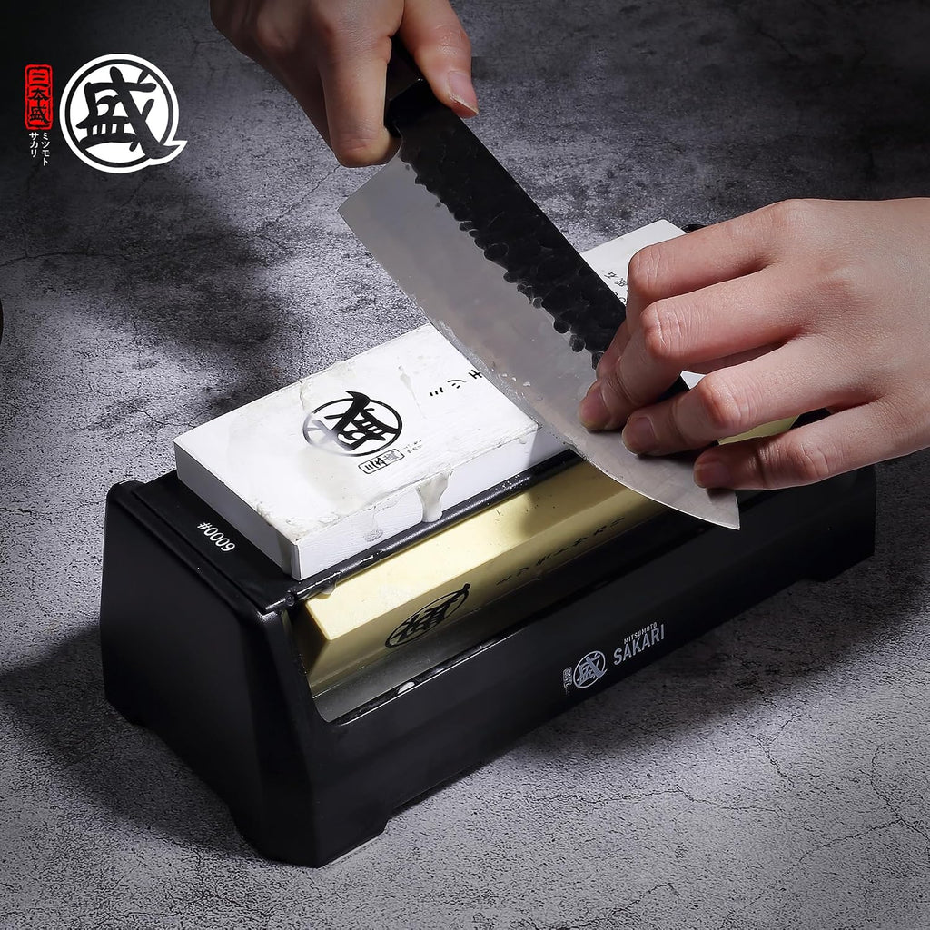 Pierre à Aiguiser MITSUMOTO SAKARI 1000/3000 Grit – Double Face, Socle Antidérapant