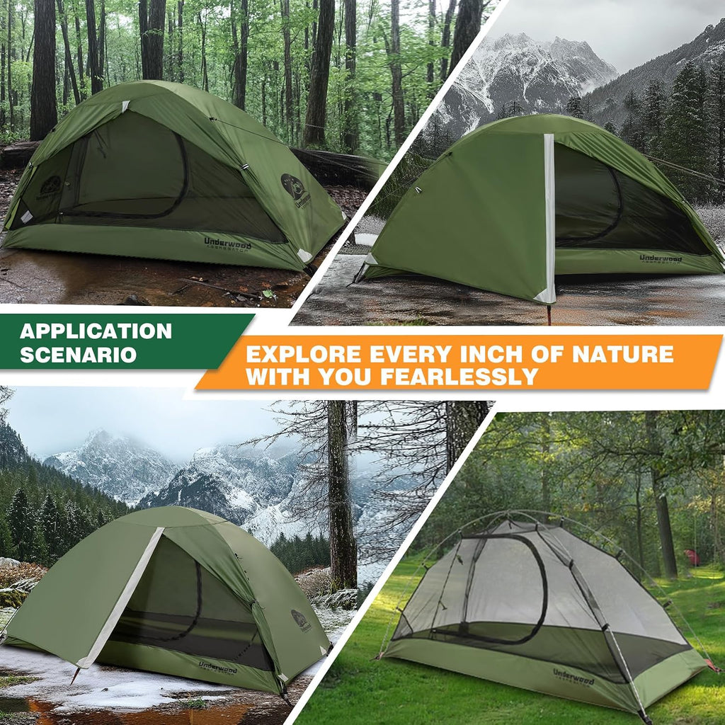 Wandeltent voor 1 persoon, lichte waterdichte campingtent, eenvoudige installatie, compacte tent voor 1 persoon, 3-seizoenentent voor één persoon