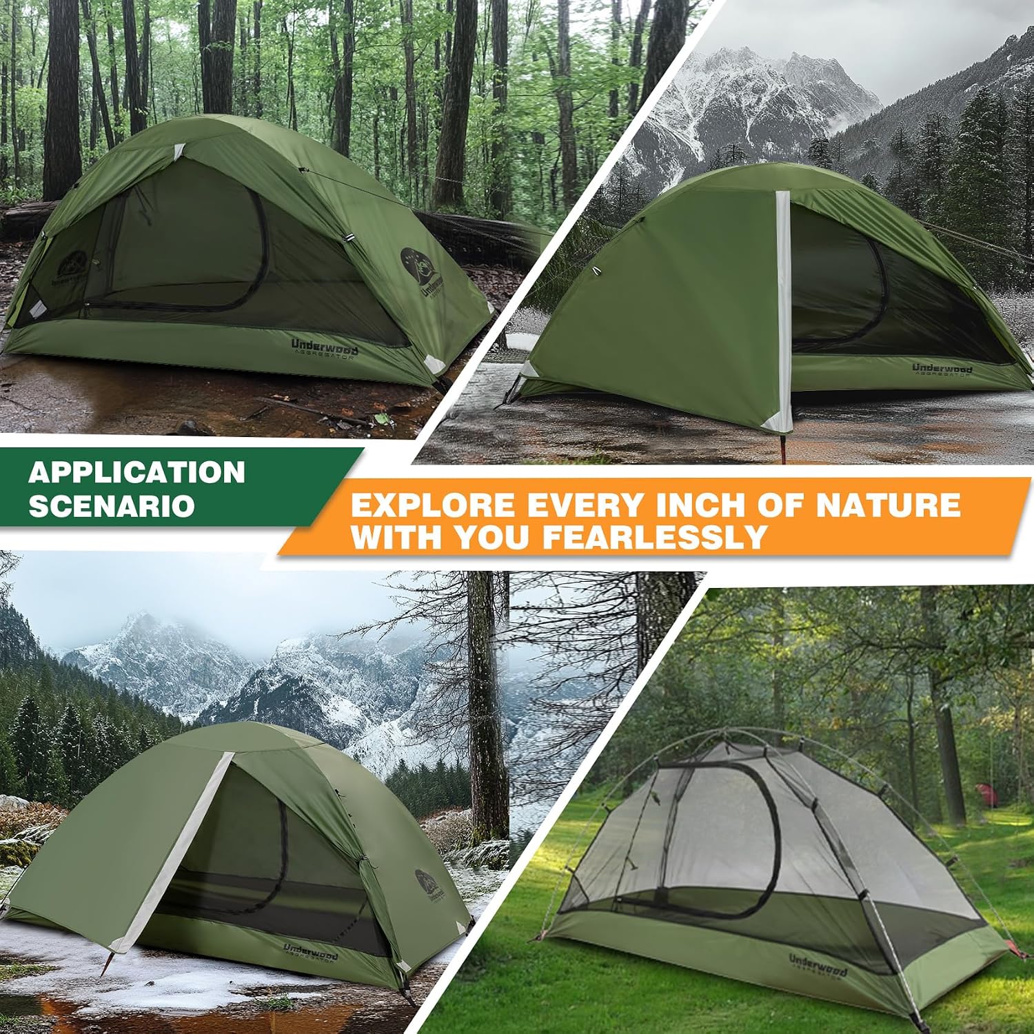 Wandeltent voor 1 persoon, lichte waterdichte campingtent, eenvoudige installatie, compacte tent voor 1 persoon, 3-seizoenentent voor één persoon