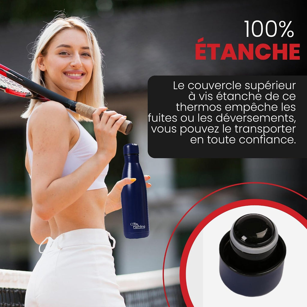Otto Koning Insulated Water Bottle 500ml - Insulated Water Bottle Keeps Drinks Cold for 24 Hours and Hot for 12 Hours - Leak Proof Insulated Water Bottle BPA Free