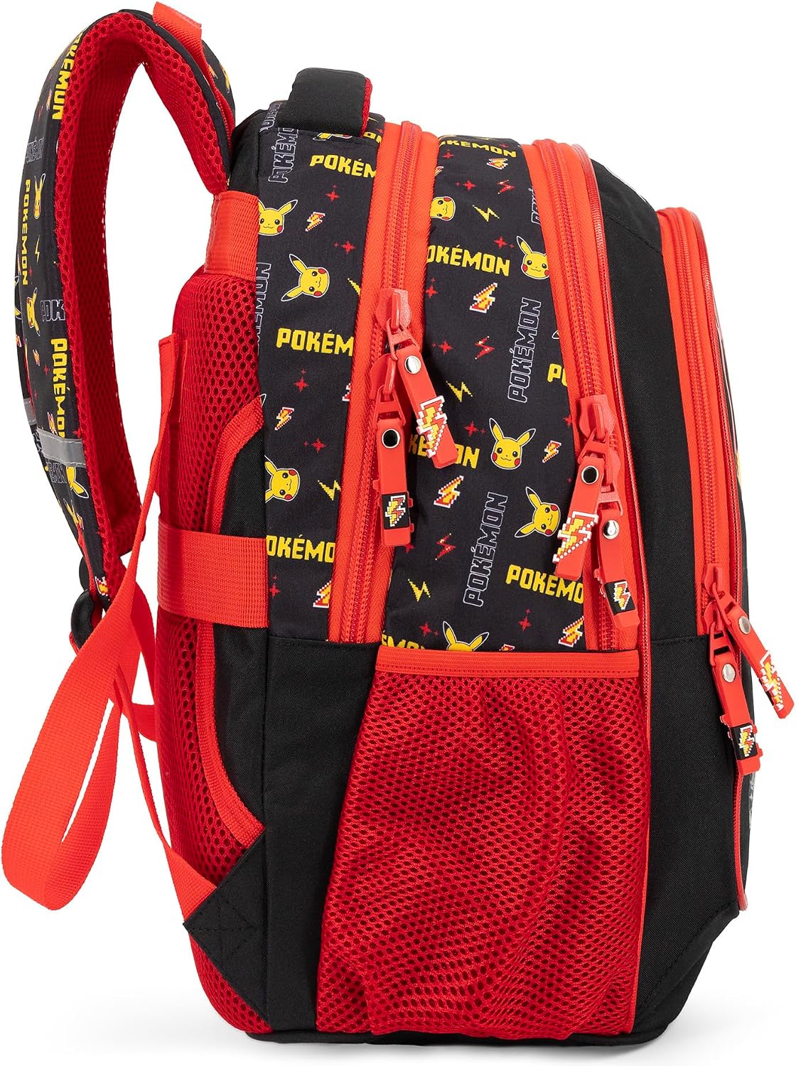 Clondo Elementary School Backpack for Kids, 43 x 33 x 15 cm, Multi-Pocket, Ergonomic Backrest, Padded Shoulder Straps, Bottle Holder Pockets, Large Capacity and Shiny Design, Pokemon Expressive