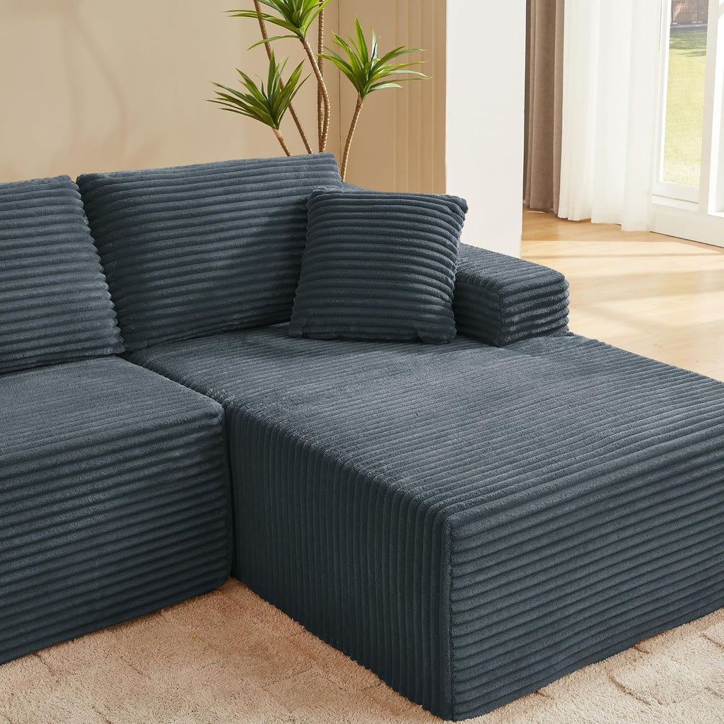 Canapé d'Angle Modulable 3 Places – Mémoire de Forme, Housse Lavable, Sans Montage | Blanc