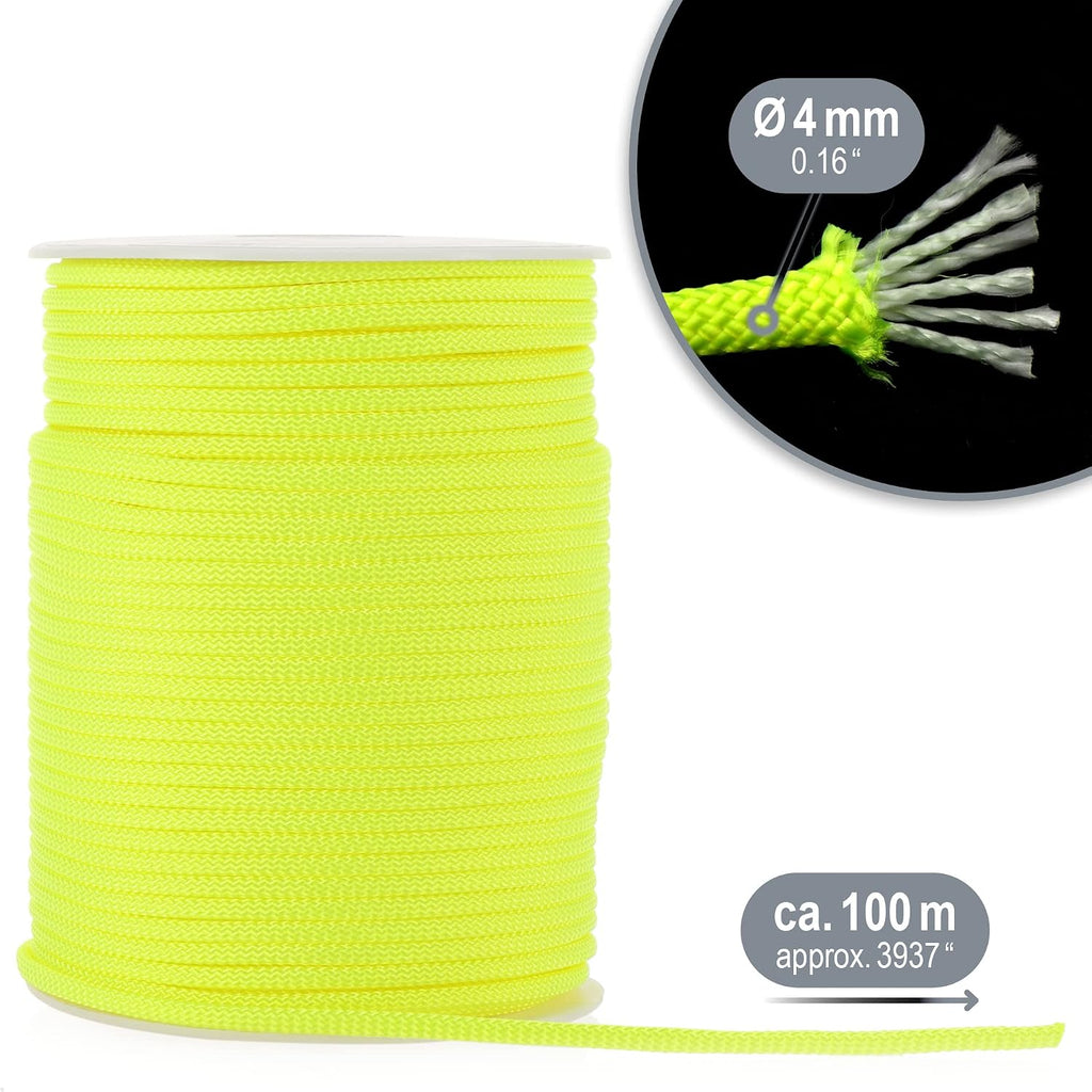 COM-FOUR® Paracord touw Ø 4 mm, 25 m - 7-voudig touw voor boten, camping, outdoor - nylon touw met een draagvermogen van 250 kg - tenttouw, scheerlijn, universeel touw