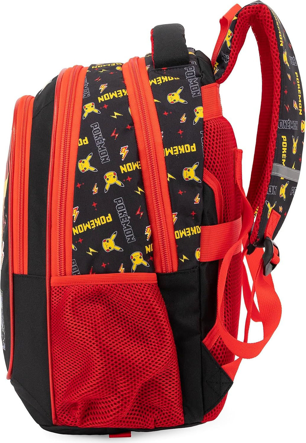 Clondo Elementary School Backpack for Kids, 43 x 33 x 15 cm, Multi-Pocket, Ergonomic Backrest, Padded Shoulder Straps, Bottle Holder Pockets, Large Capacity and Shiny Design, Pokemon Expressive