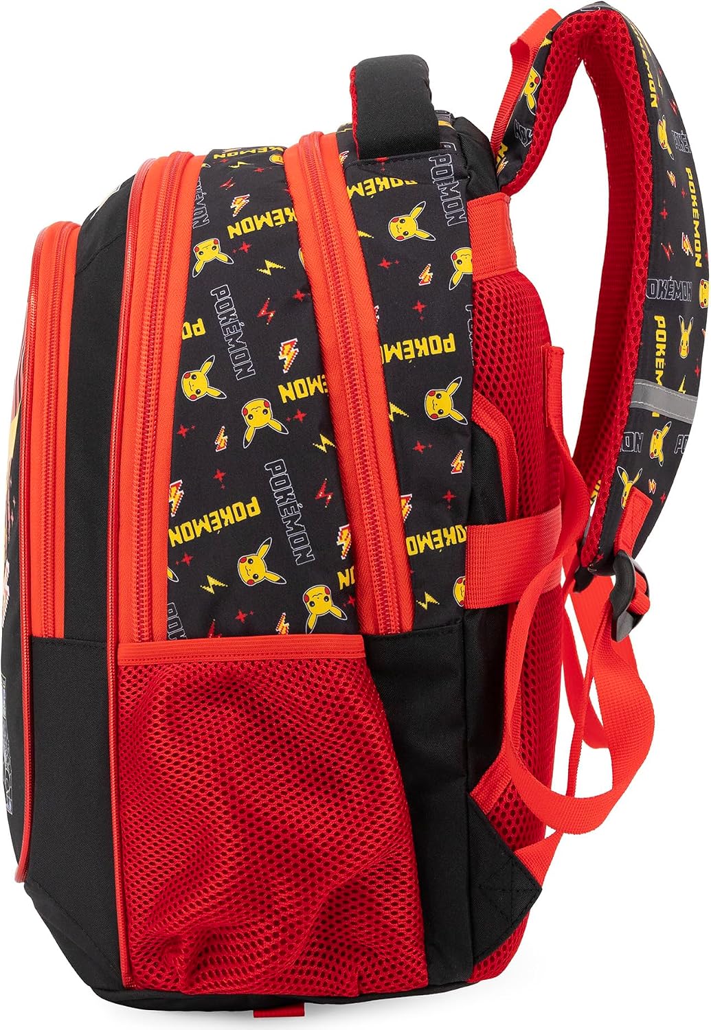 Clondo Elementary School Backpack for Kids, 43 x 33 x 15 cm, Multi-Pocket, Ergonomic Backrest, Padded Shoulder Straps, Bottle Holder Pockets, Large Capacity and Shiny Design, Pokemon Expressive