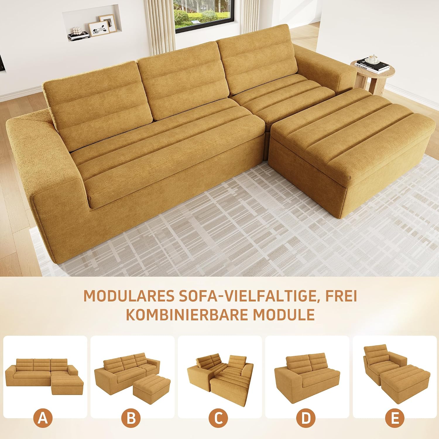 Canapé d'Angle Modulable 3 Places – Mémoire de Forme, Housse Lavable, Sans Montage | Blanc