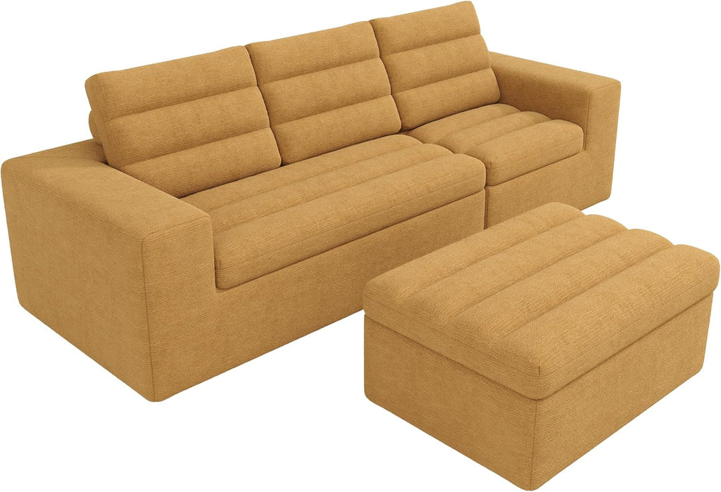Canapé d'Angle Modulable 3 Places – Mémoire de Forme, Housse Lavable, Sans Montage | Blanc