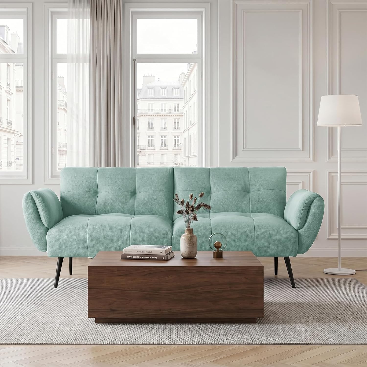 Canapé-lit convertible JIEXI – 3 places – Tissu gris – Dossier 3 positions – 170 cm