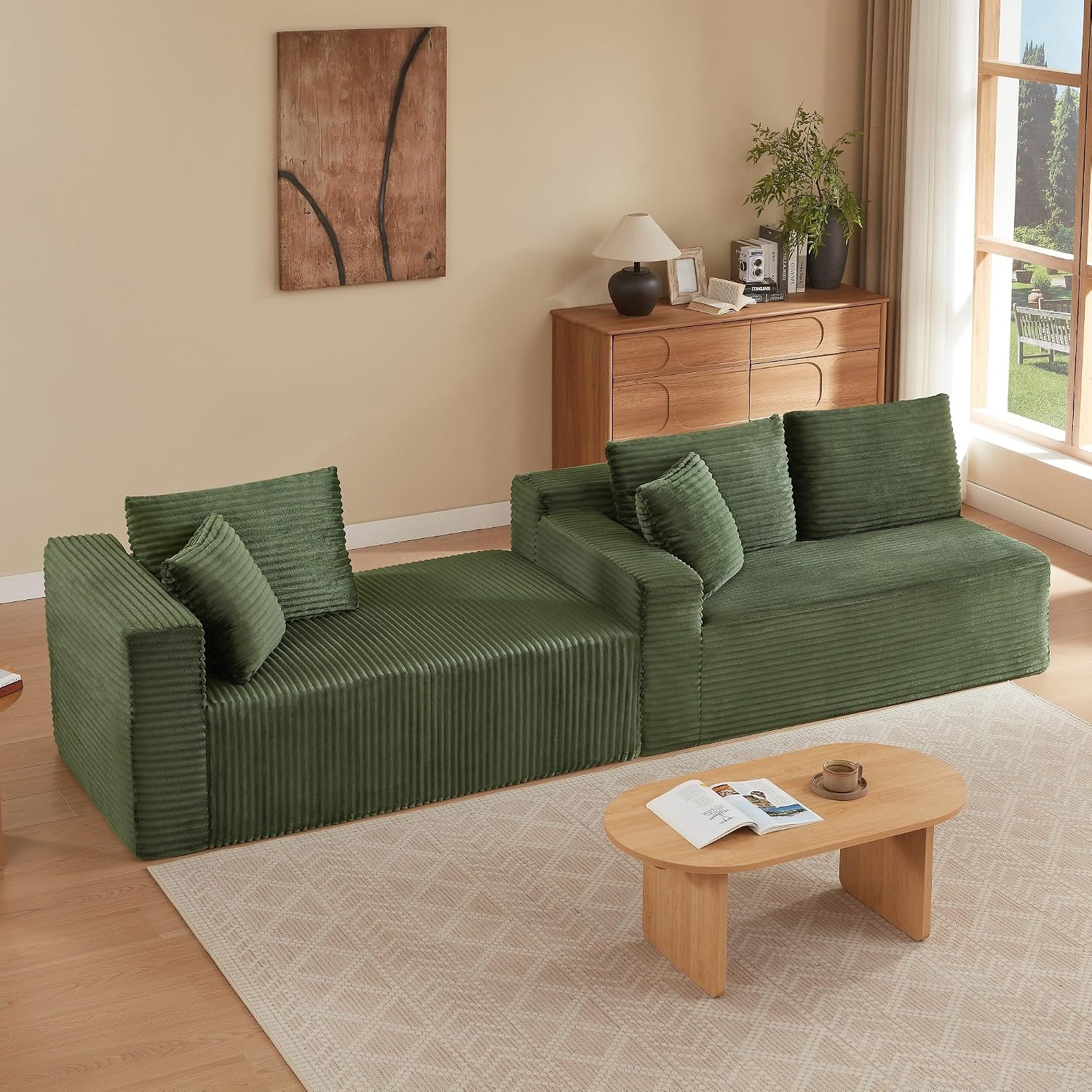 Canapé d'Angle Modulable 3 Places – Mémoire de Forme, Housse Lavable, Sans Montage | Blanc