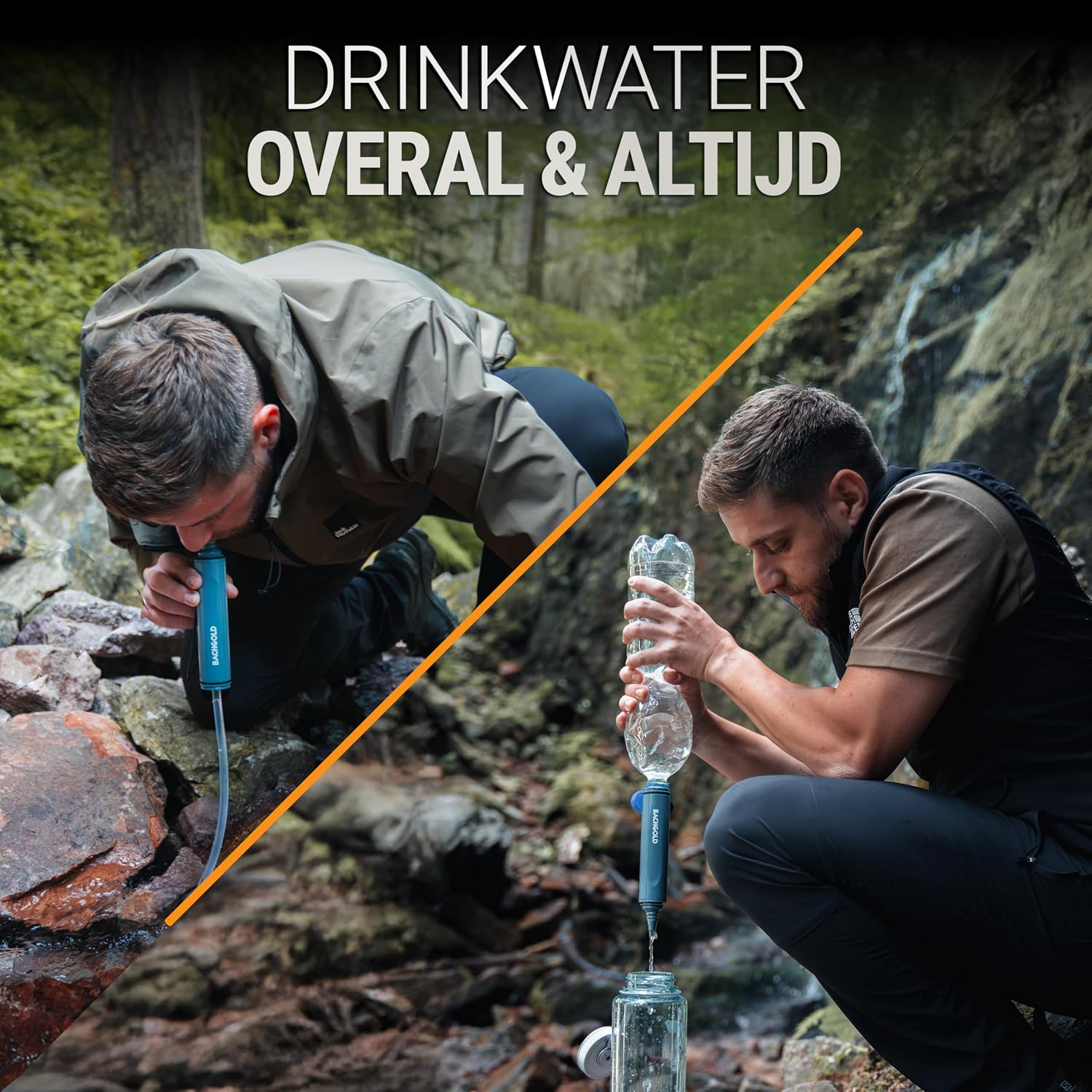 Straw Waterfilter Outdoor Survival – Ultralichte Prepper Apparatuur Levert tot 500 L vers drinkwater voor elke noodsituatie, incl. slang, duurzaam gebouwd, Zwart