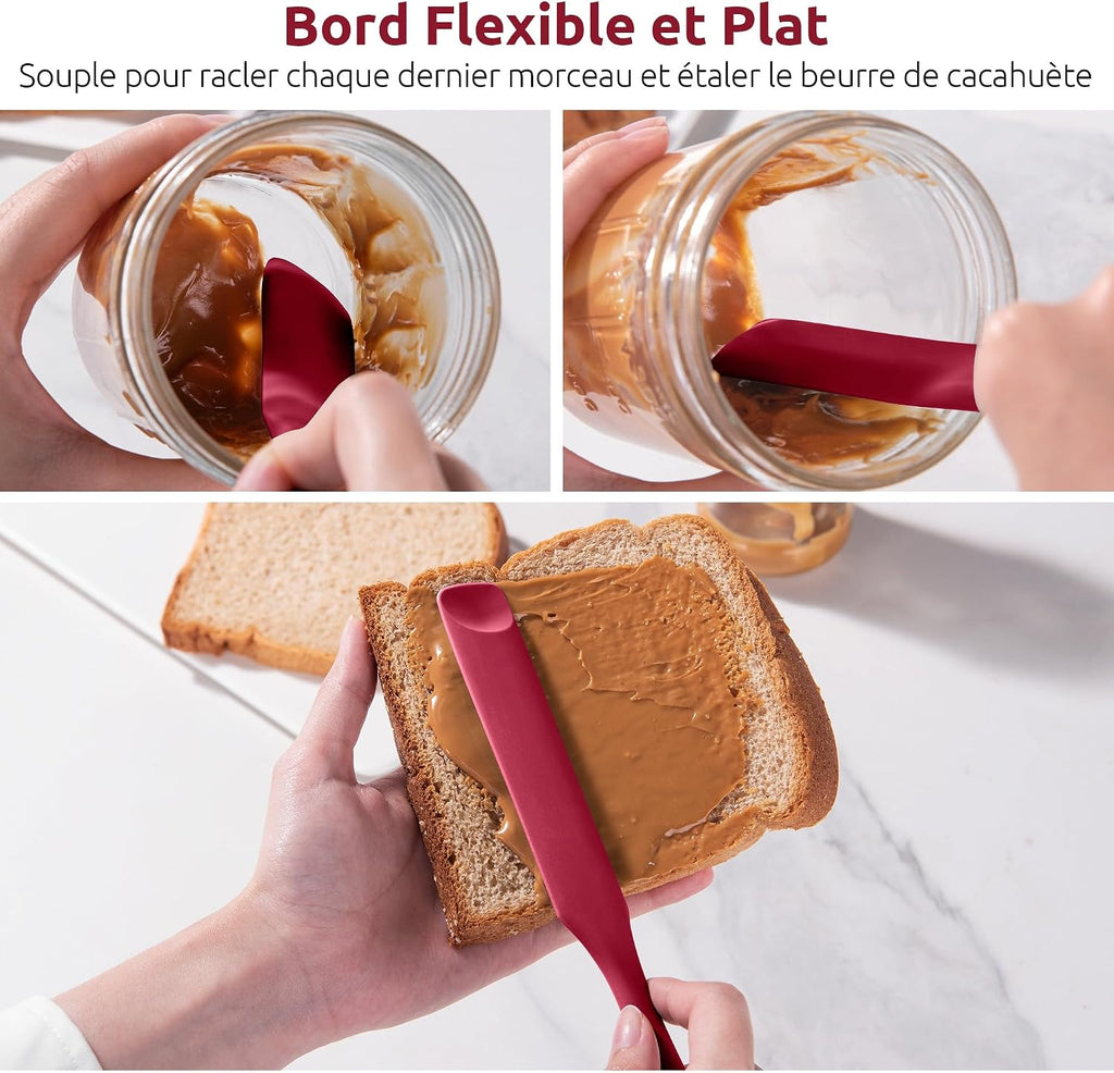 Spatule Silicone U-Taste – Embout Cuillère, Cœur Acier Inox, Résistante 315°C, 24,5 cm, Noir