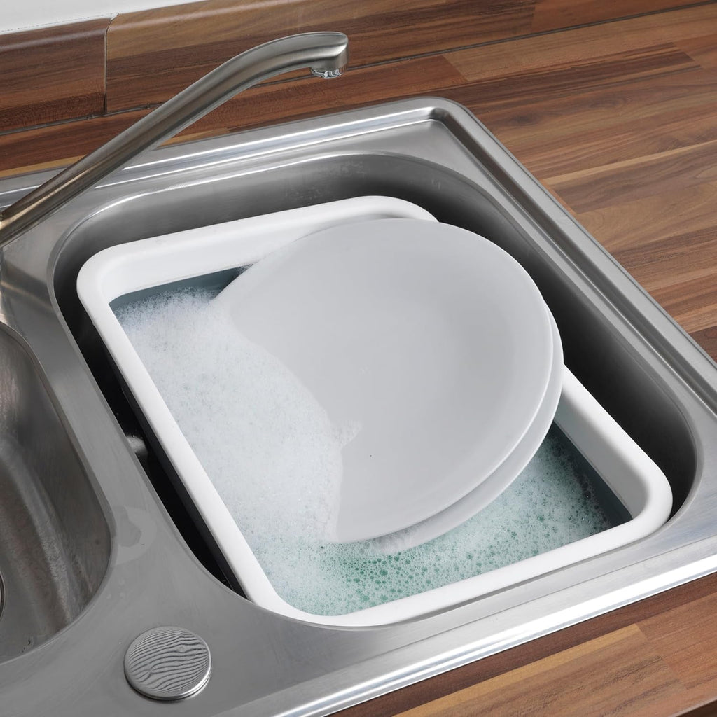 Beldray LA030191GRY Opvouwbare kom – intrekbare kom van kunststof, afwasbak, draagbaar, groenten wassen, servies, rechthoekige kom voor huishouden en keuken, camping, caravans