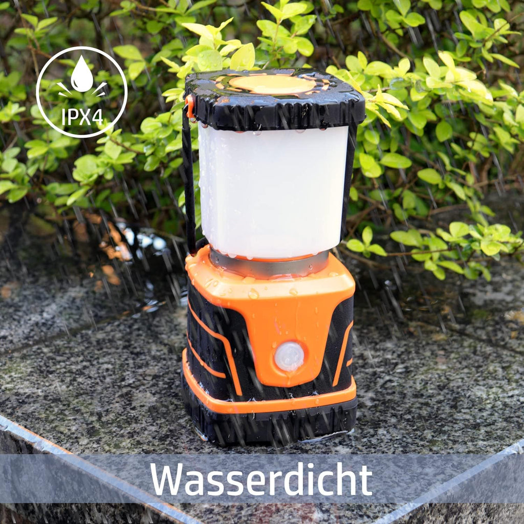 DA LIGHT Led-campinglamp, superhelder, 1500 lumen, 4 lichtmodi, dimbaar, op batterijen werkende noodlamp, geschikt voor nachtwandelingen, tentverlichting, noodgevallen, stroomuitval enz. (oranje)
