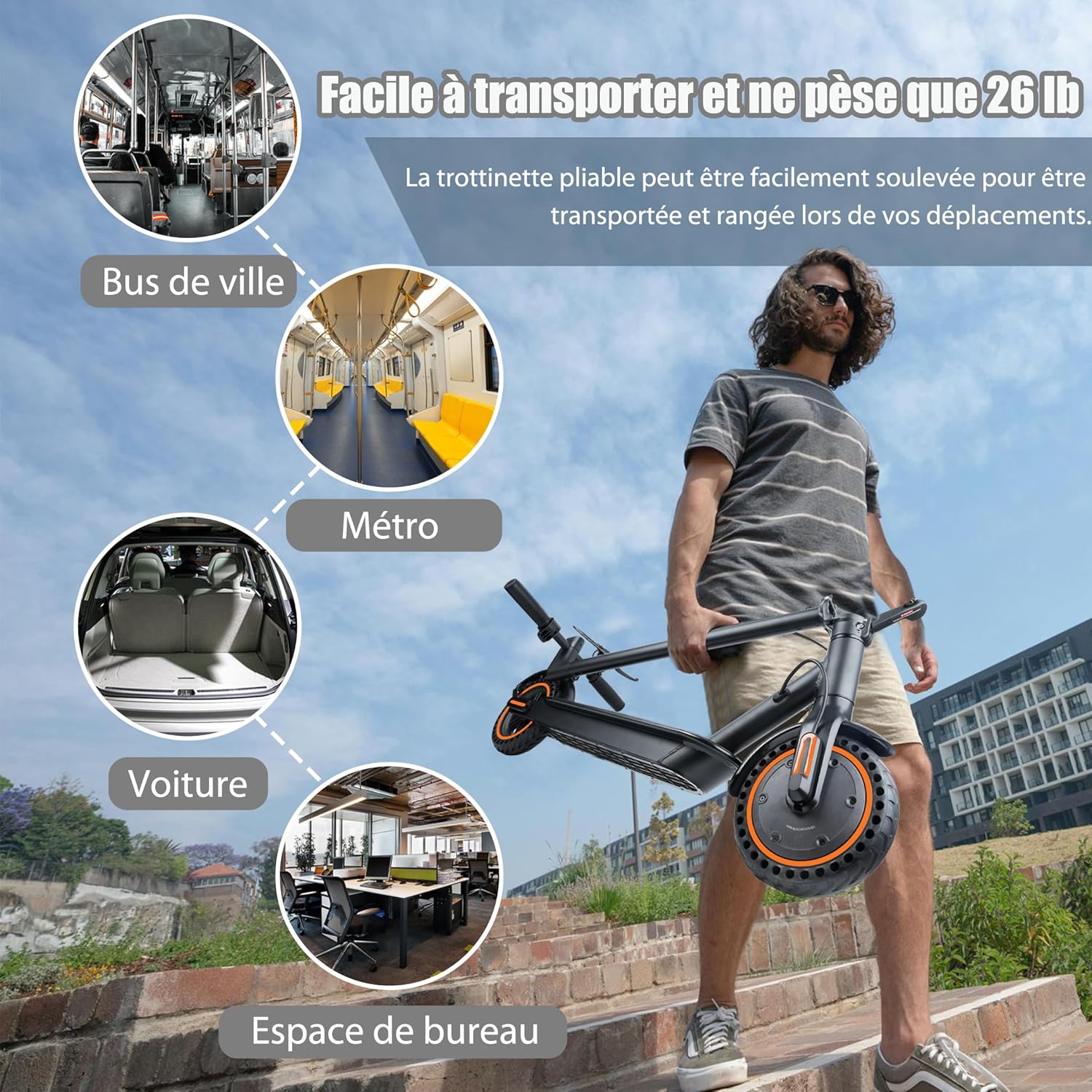 Elektrische step voor volwassenen, snelheid 25 km/u, looptijd 30 km, 8,5 inch massieve banden, opvouwbare elektrische step met motor van 250 W, dubbele rem en bediening via app en led-display