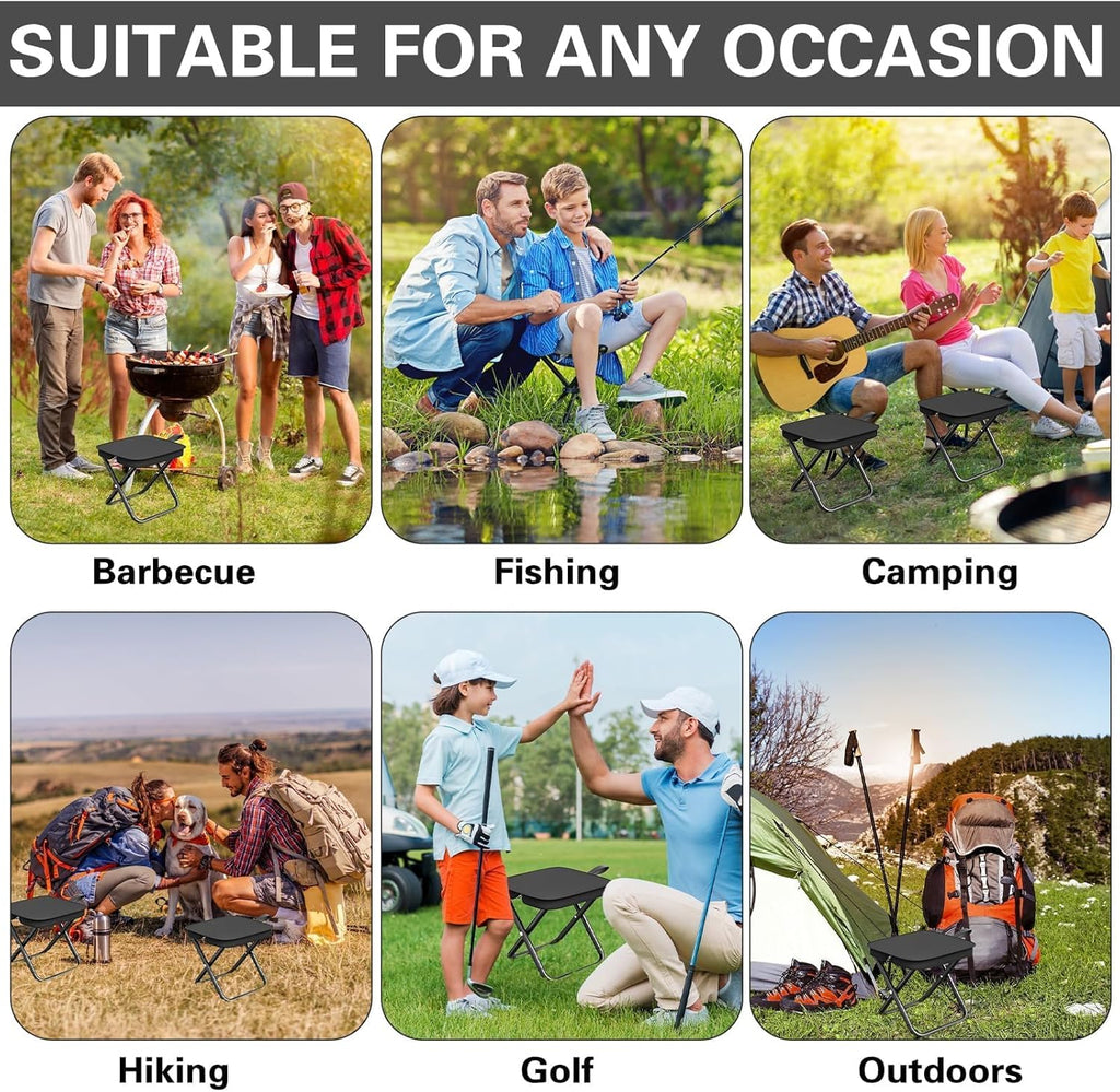 Draagbare klapkruk, kleine draagbare opvouwbare kruk, outdoor klapkruk, opvouwbare campingstoel, opvouwbare kruk voor kamperen, wandelen, picknick (zwart)