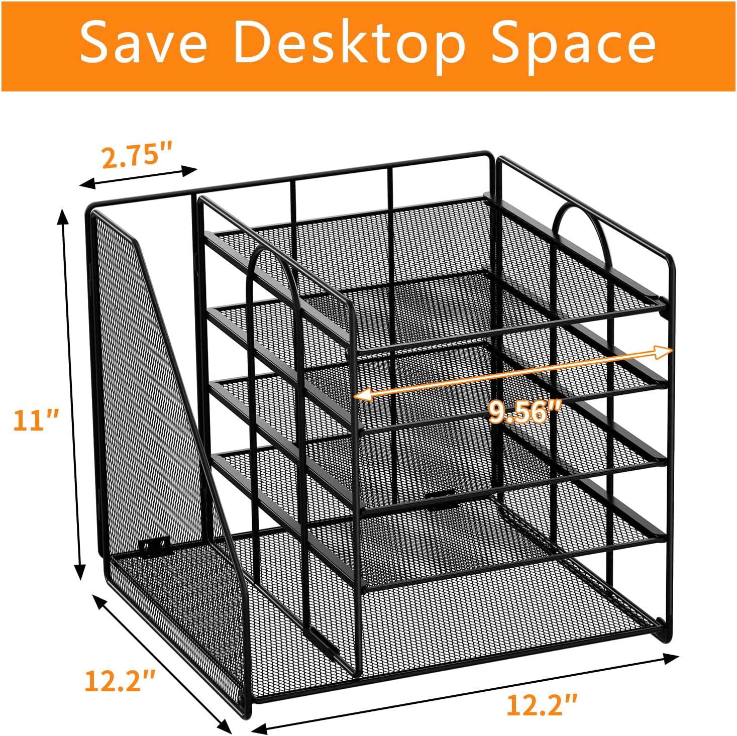 Desk Organizer with File Holder, 5 Tiers, Paper Letter Tray, Storage and Accessories for Office Supplies