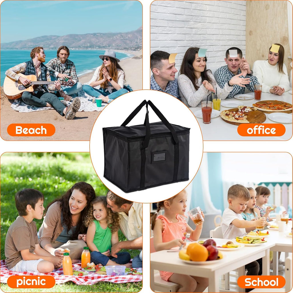 SUOXU Koeltas, 40 liter, grote opvouwbare geïsoleerde lunchtas voor picknick en reizen, winkelen, koelbox voor camping, barbecue en voedsellevering (zwart)