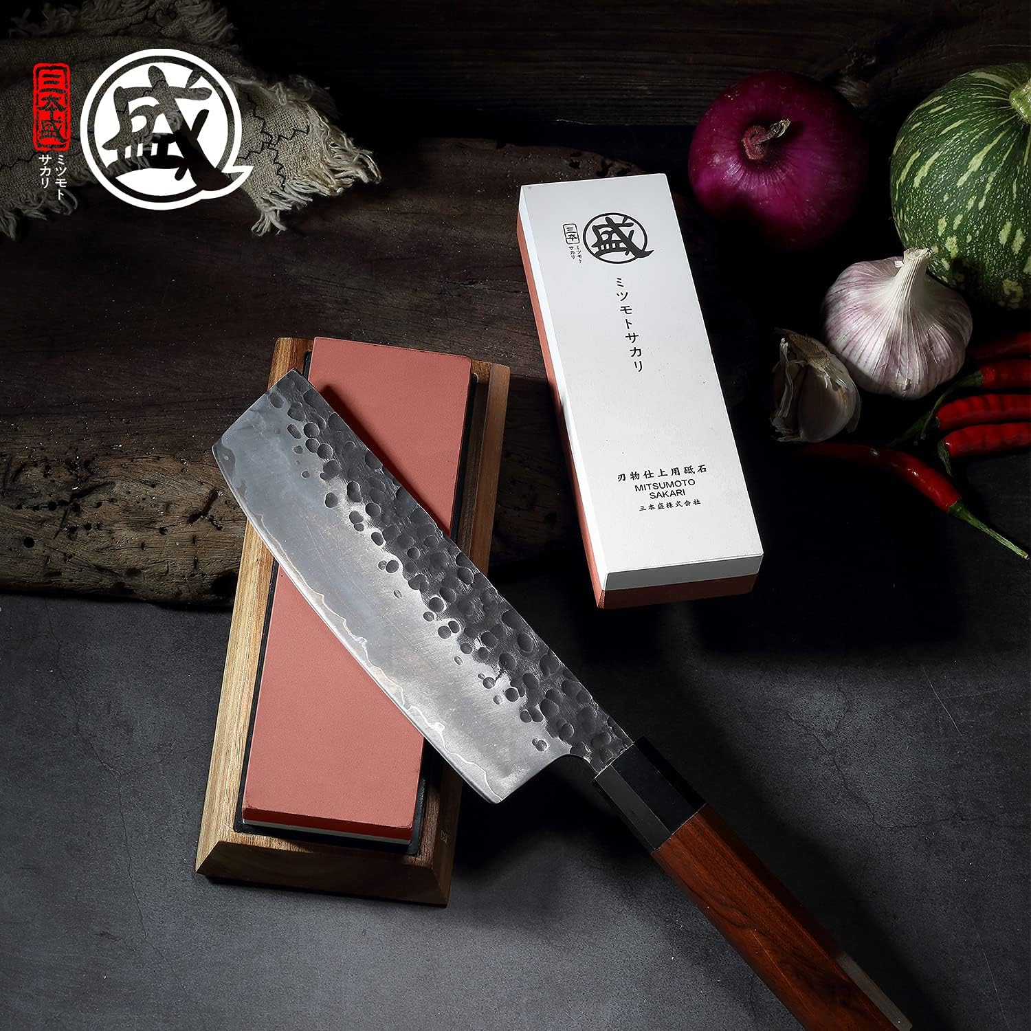 Pierre à Aiguiser MITSUMOTO SAKARI 1000/3000 Grit – Double Face, Socle Antidérapant
